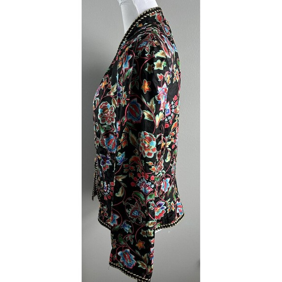 Maggy London Women's Silk Blazer Multi color Sz 12P Button Close Coat Jacket EUC - Picture 2 of 5